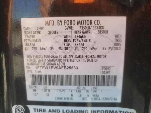 Photo 10 from auction – 2010 FORD F150 SUPER with VIN 1FTFW1EV9AFB25533