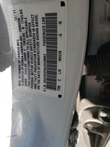 Photo 10 from auction – 2012 HONDA CIVIC HF with VIN 2HGFB2F66CH538862