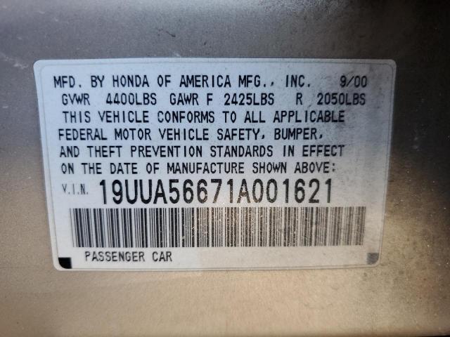 Photo 10 from auction – 2001 ACURA 3.2TL with VIN 19UUA56671A001621
