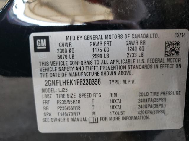 Photo 10 from auction – 2015 CHEVROLET EQUINOX LT with VIN 2GNFLHEK1F6230356