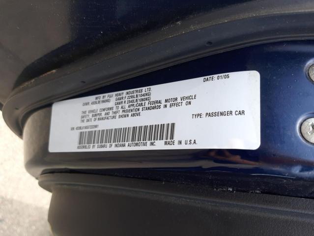 Photo 10 from auction – 2005 SUBARU LEGACY with VIN 4S3BL616557222991