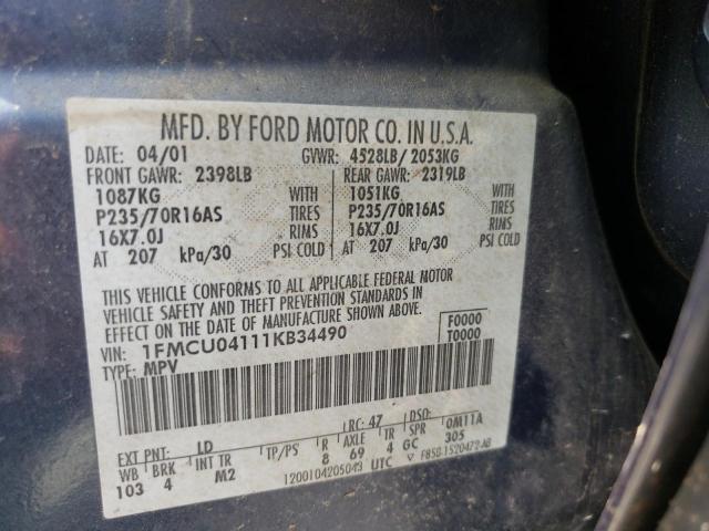Photo 10 from auction – 2001 FORD ESCAPE with VIN 1FMCU04111KB34490