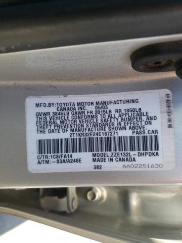 Photo 10 from auction – 2004 TOYOTA COROLLA MA with VIN 2T1KR32E24C167271