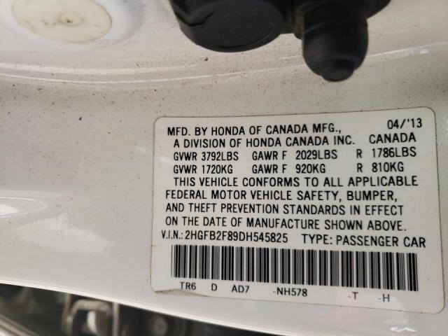 Photo 10 from auction – 2013 HONDA CIVIC EX with VIN 2HGFB2F89DH545825