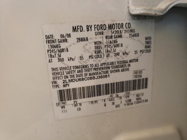 Photo 10 from auction – 2008 LINCOLN MKX with VIN 2LMDU68C08BJ36081
