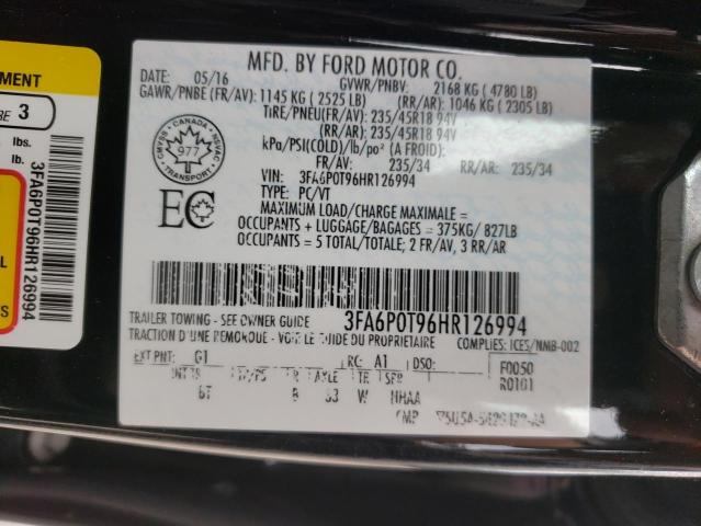 Photo 10 from auction – 2017 FORD FUSION SE with VIN 3FA6P0T96HR126994