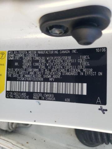Photo 10 from auction – 2007 LEXUS RX 350 with VIN 2T2GK31U87C020908