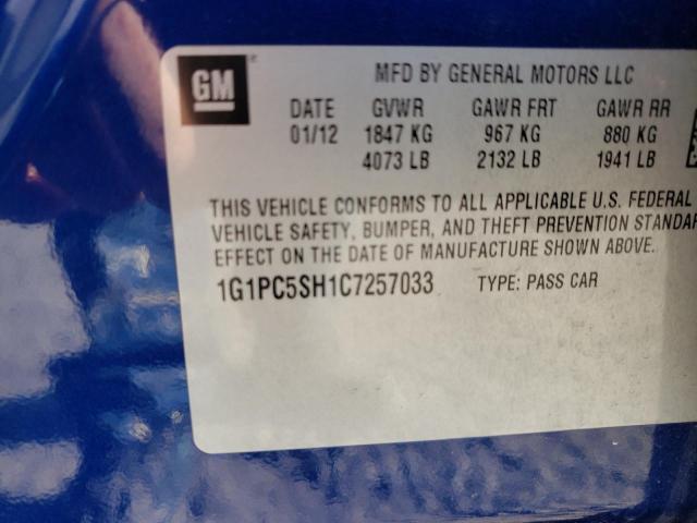 Photo 10 from auction – 2012 CHEVROLET CRUZE LS with VIN 1G1PC5SH1C7257033