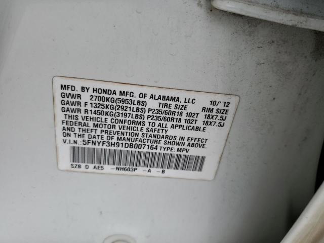 Photo 10 from auction – 2013 HONDA PILOT TOUR with VIN 5FNYF3H91DB007164