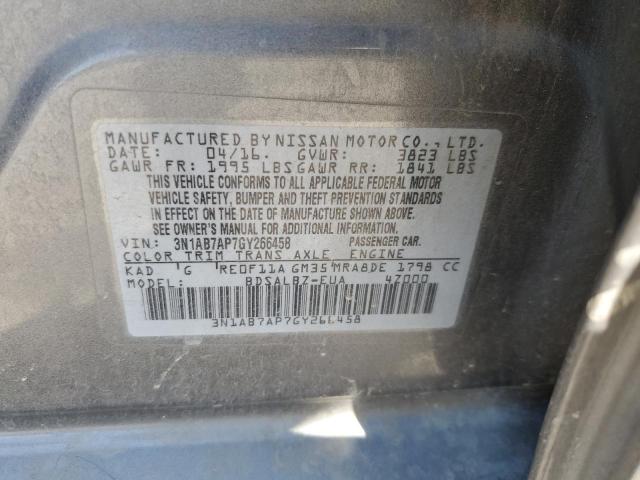 Photo 10 from auction – 2016 NISSAN SENTRA S with VIN 3N1AB7AP7GY266458