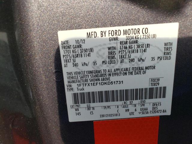 Photo 10 from auction – 2013 FORD F150 SUPER with VIN 1FTFX1EF1DKD51731