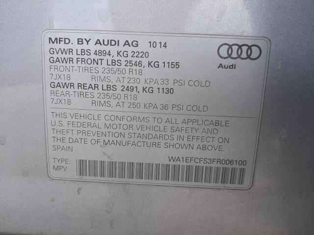 صورة رقم 10 من المزاد - 2015 AUDI Q3 PREMIUM مع VIN WA1EFCFS3FR006100