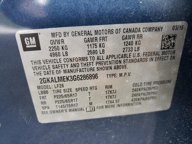 Photo 10 from auction – 2016 GMC TERRAIN SL with VIN 2GKALMEK3G6286896