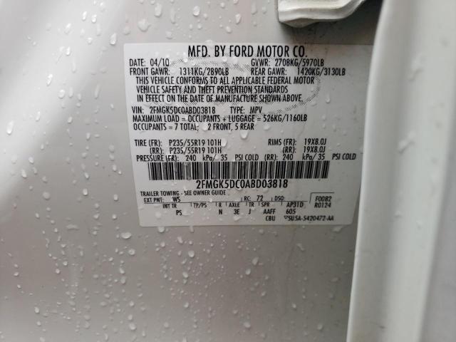 Photo 10 from auction – 2010 FORD FLEX LIMIT with VIN 2FMGK5DC0ABD03818