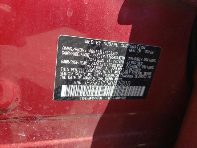 Photo 10 from auction – 2019 SUBARU FORESTER P with VIN JF2SKAGC5KH428810