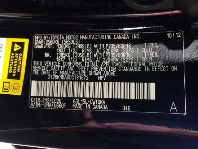 Photo 10 from auction – 2013 LEXUS RX 350 BAS with VIN 2T2BK1BA0DC181672