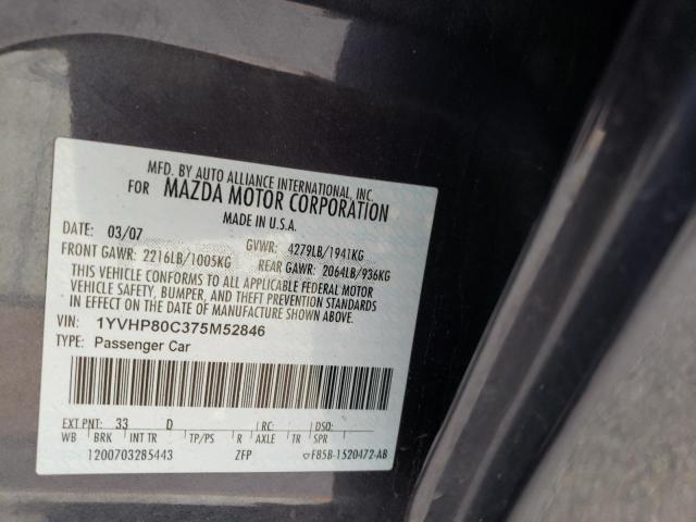 Photo 10 from auction – 2007 MAZDA 6 I with VIN 1YVHP80C375M52846