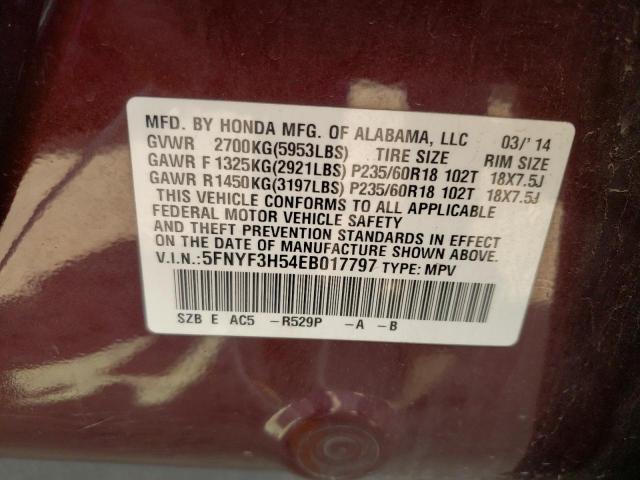 Photo 10 from auction – 2014 HONDA PILOT EXL with VIN 5FNYF3H54EB017797