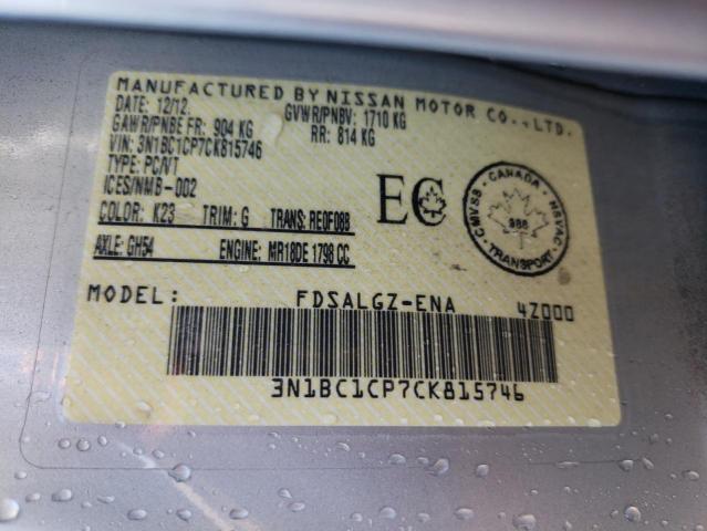 Photo 10 from auction – 2012 NISSAN VERSA S with VIN 3N1BC1CP7CK815746