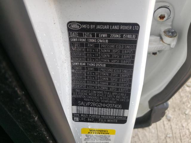 Photo 10 from auction – 2017 LAND ROVER RANGE ROVE with VIN SALVP2BG2HH207406