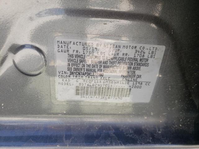 Photo 10 from auction – 2019 NISSAN VERSA S with VIN 3N1CN7AP3KL877190