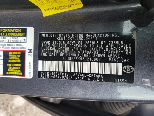 Photo 10 from auction – 2011 TOYOTA CAMRY BASE with VIN 4T1BF3EK9BU216603