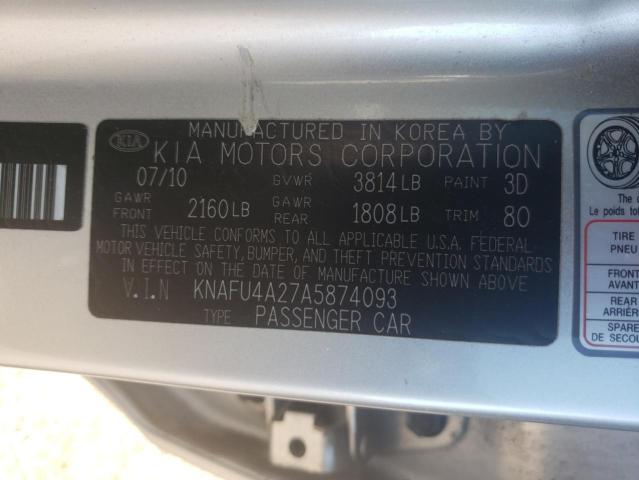 Photo 10 from auction – 2010 KIA FORTE EX with VIN KNAFU4A27A5874093