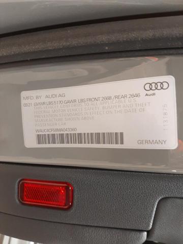 Photo 10 from auction – 2021 AUDI S5 PREMIUM with VIN WAUC4CF58MA043360