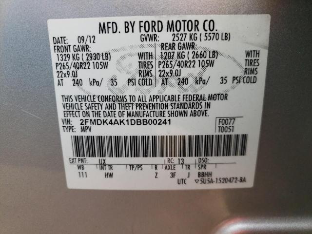 Photo 10 from auction – 2013 FORD EDGE SPORT with VIN 2FMDK4AK1DBB00241