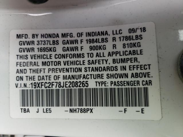Photo 10 from auction – 2018 HONDA CIVIC EX with VIN 19XFC2F78JE208265