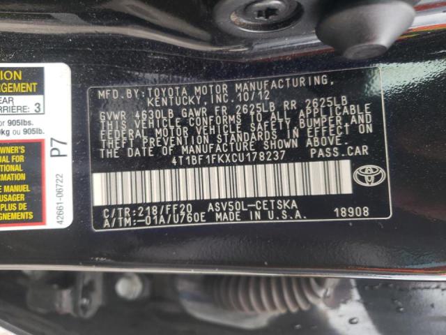 Photo 10 from auction – 2012 TOYOTA CAMRY BASE with VIN 4T1BF1FKXCU178237