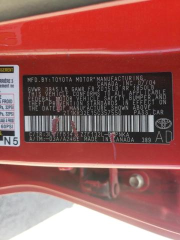 Photo 10 from auction – 2005 TOYOTA COROLLA MA with VIN 2T1KR32E15C357550