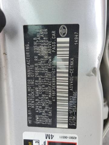 Photo 10 from auction – 2011 TOYOTA CAMRY BASE with VIN 4T1BF3EK8BU167510