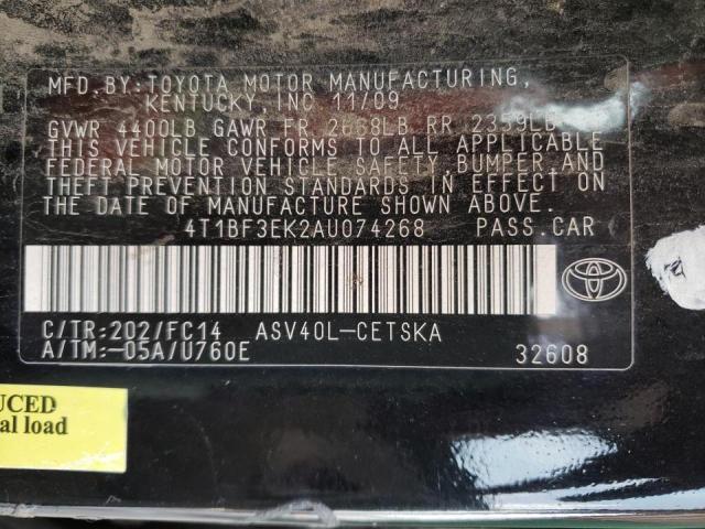 Photo 10 from auction – 2010 TOYOTA CAMRY BASE with VIN 4T1BF3EK2AU074268
