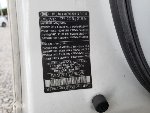 Photo 10 from auction – 2013 LAND ROVER RANGE ROVE with VIN SALSF2D47DA762086