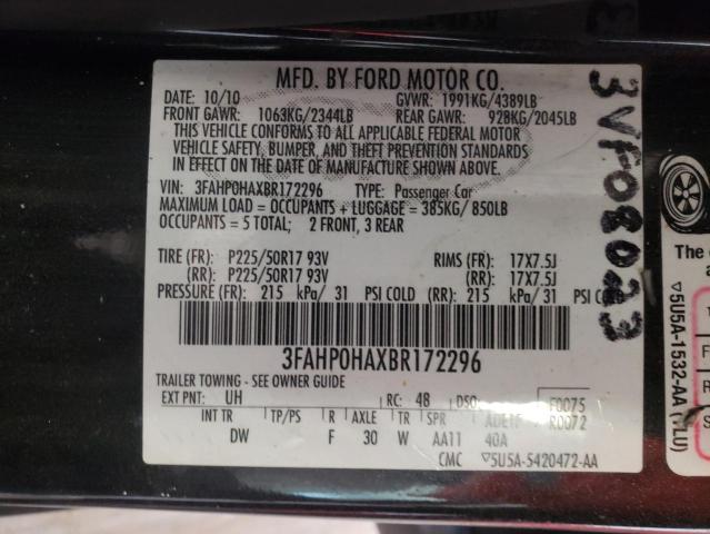 Photo 10 from auction – 2011 FORD FUSION SE with VIN 3FAHP0HAXBR172296
