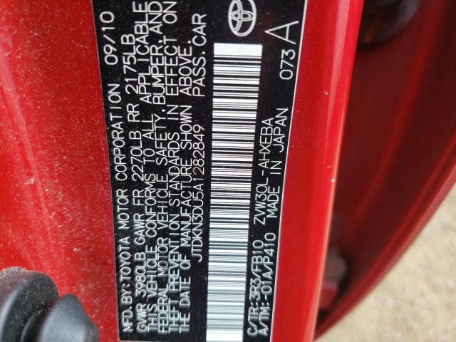 Photo 10 from auction – 2010 TOYOTA PRIUS with VIN JTDKN3DU5A1282849