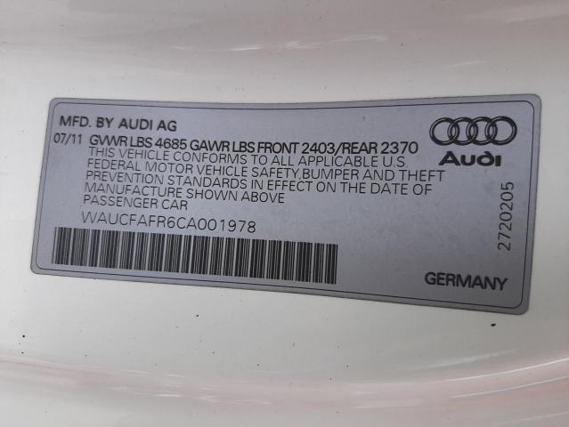 Photo 10 from auction – 2012 AUDI A5 PREMIUM with VIN WAUCFAFR6CA001978