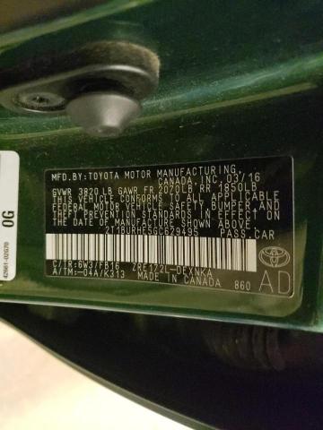 Photo 10 from auction – 2016 TOYOTA COROLLA L with VIN 2T1BURHE5GC629495