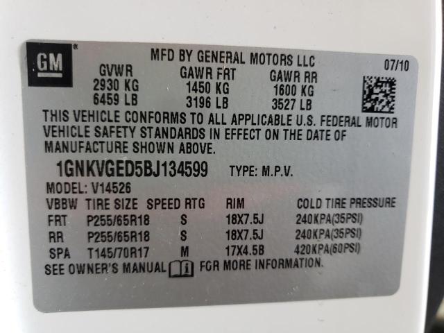 Photo 10 from auction – 2011 CHEVROLET TRAVERSE L with VIN 1GNKVGED5BJ134599
