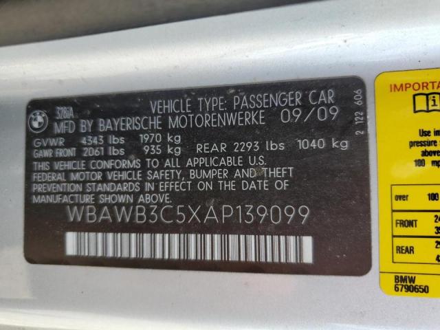 Photo 10 from auction – 2010 BMW 328 I with VIN WBAWB3C5XAP139099