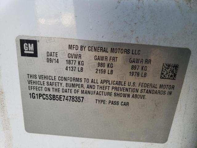 Photo 10 from auction – 2014 CHEVROLET CRUZE LT with VIN 1G1PC5SB5E7478357