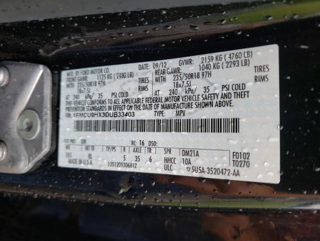 Photo 10 from auction – 2013 FORD ESCAPE SEL with VIN 1FMCU9HX3DUB33403
