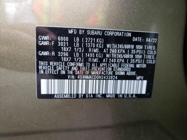 Photo 10 from auction – 2022 SUBARU ASCENT with VIN 4S4WMACD0N3433824