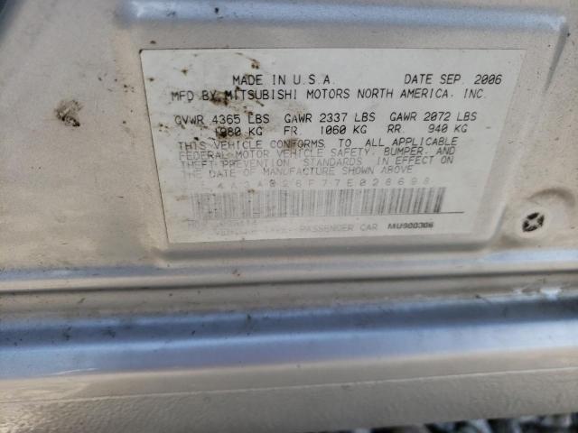 Photo 10 from auction – 2007 MITSUBISHI GALANT DE with VIN 4A3AB26F77E028698
