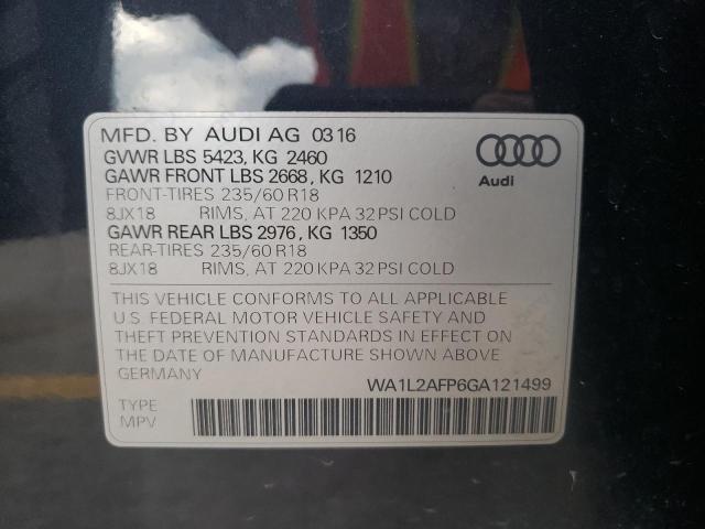 Photo 10 from auction – 2016 AUDI Q5 PREMIUM with VIN WA1L2AFP6GA121499