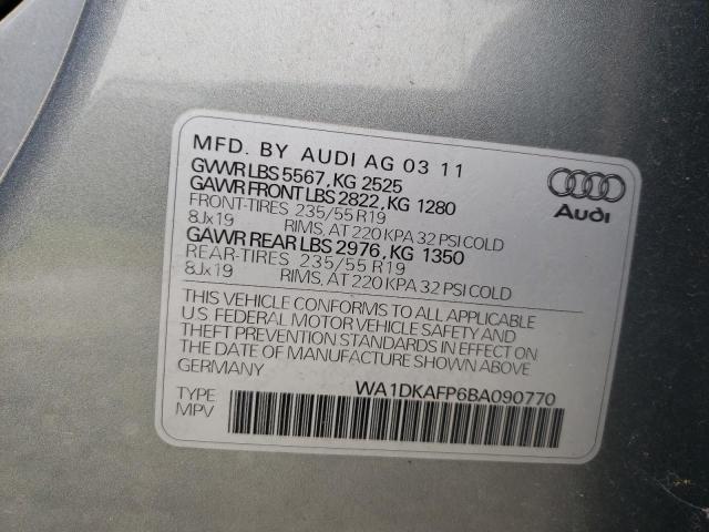 Photo 10 from auction – 2011 AUDI Q5 PREMIUM with VIN WA1DKAFP6BA090770