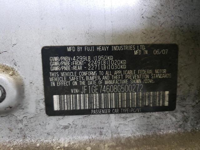 Photo 10 from auction – 2008 SUBARU IMPREZA WR with VIN JF1GE74608G500272