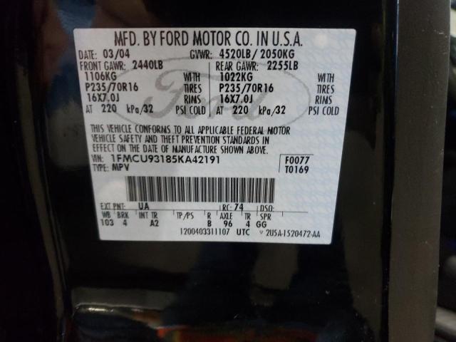 Photo 10 from auction – 2005 FORD ESCAPE XLT with VIN 1FMCU93185KA42191