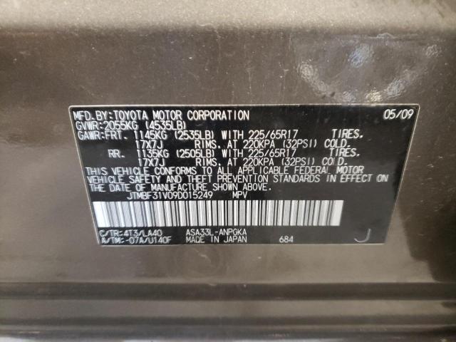 Photo 10 from auction – 2009 TOYOTA RAV4 LIMIT with VIN JTMBF31V09D015249
